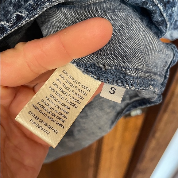 Anthropologie Cloth & Stone chambray floral Blue Long Sleeve shirt Dress small - Picture 5 of 6